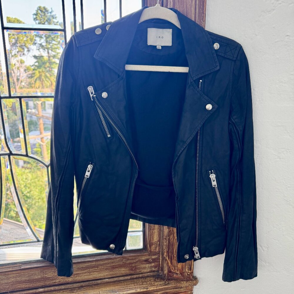 IRO Tajime Lamb Leather Suede Biker Jacket - Picture 5 of 14